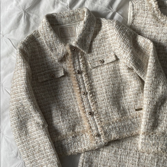 6yrs Guess Cream Tweed Kids Blazer and Dress Set - Picture 2 of 12